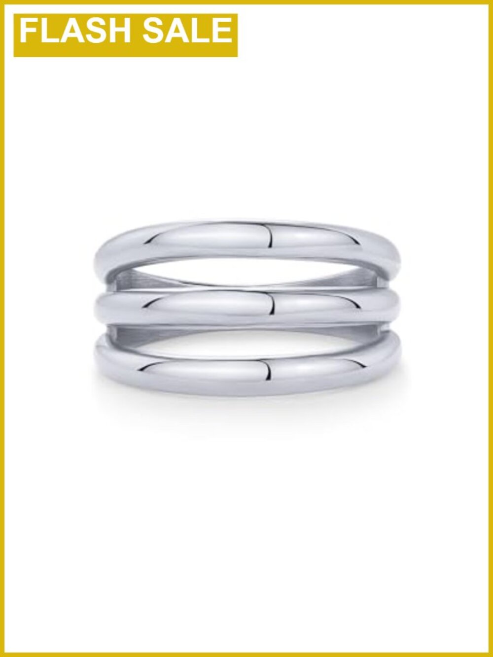 14K Gold Plated Chunky Curved Triple Stackable Ring for Women Stainless Steel